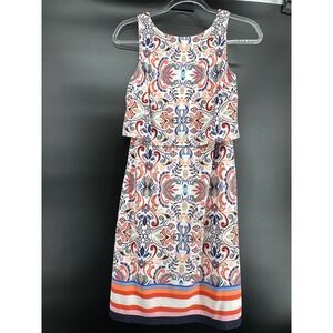 Vince Camuto Womens Paisley Popover Sheath Dress Multicolor Size 2 Sleeveless